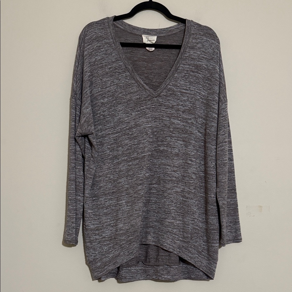 Andrea Jovine brown Knit Top sweater blouse L pull on soft stretch cozy casual